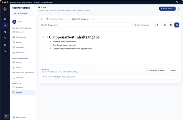 Markdown-Notizen mit Anhängen und Schlagworten