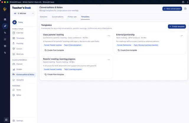 Templates for recurring conversation formats