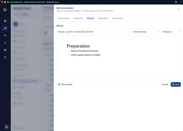 Write the record in the built-in editor