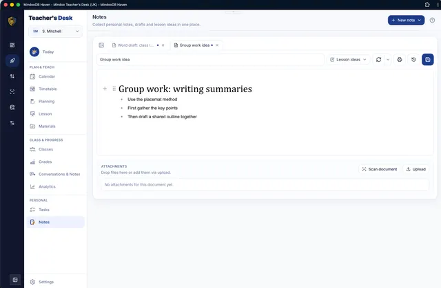 Markdown notes with attachments and tags