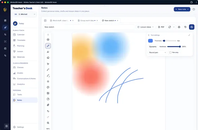 Create sketches with stylus support