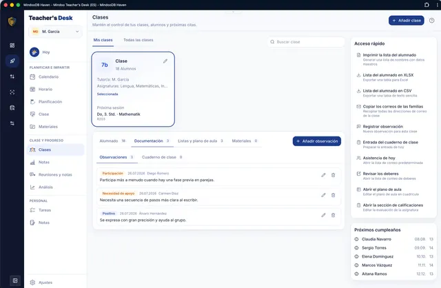 Registrar observaciones en el diario de clase