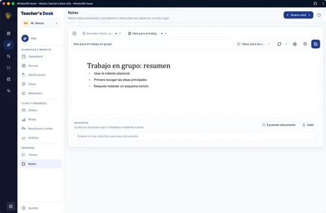 Notas Markdown con adjuntos y palabras clave