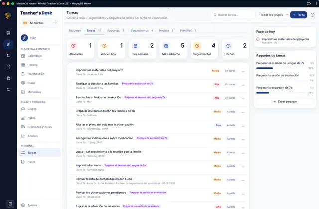 Lista de tareas con prioridades y clase asociada
