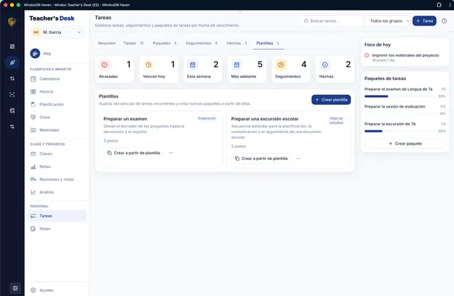Plantillas para paquetes de tareas recurrentes