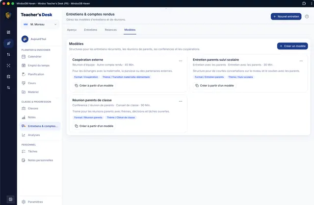 Modèles pour les formats d'entretien récurrents