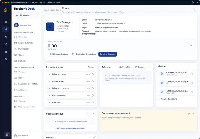 Mener la séance avec minuteur, phases et supports