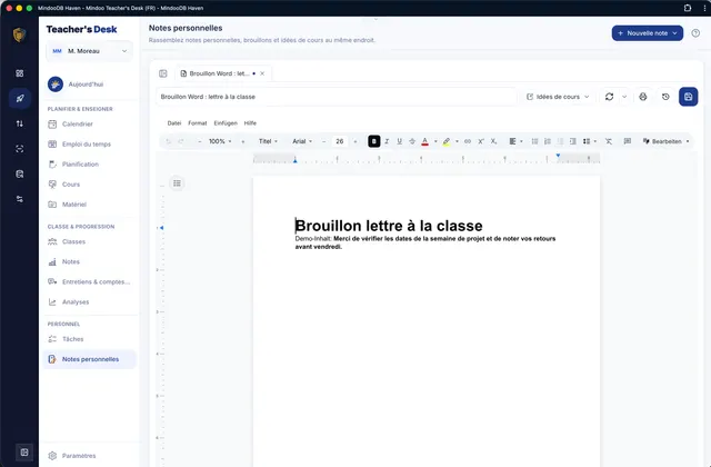 Rédiger des brouillons dans l'éditeur Word intégré
