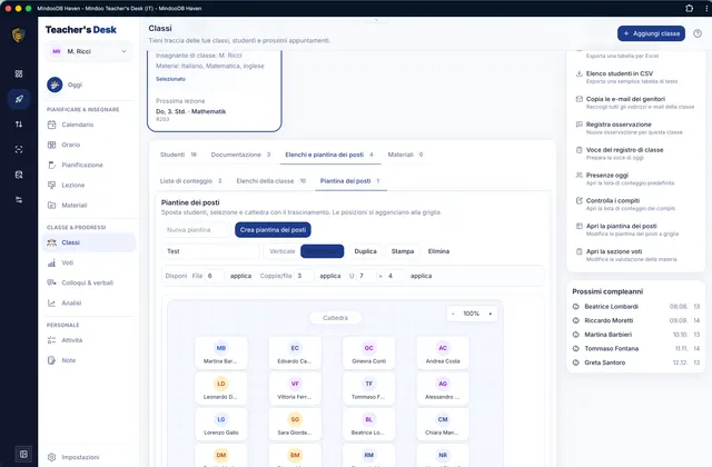 Creare piantine dei posti con trascinamento