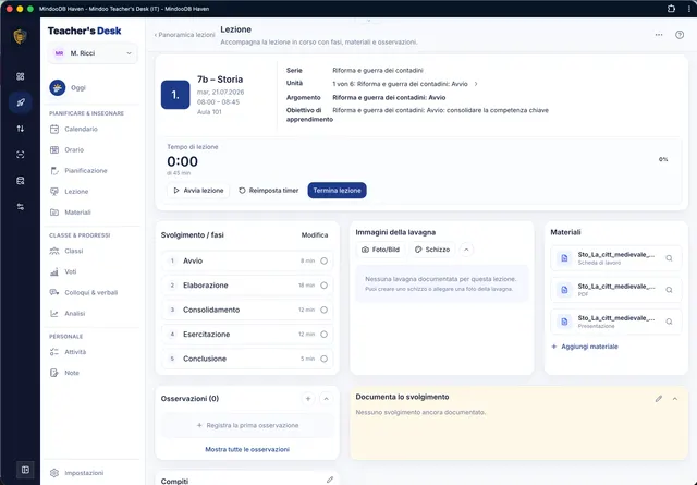 Condurre la lezione con timer, fasi e materiali
