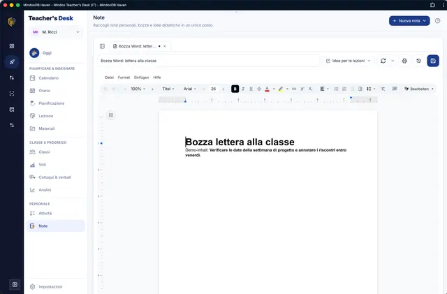 Scrivere bozze nell'editor Word integrato