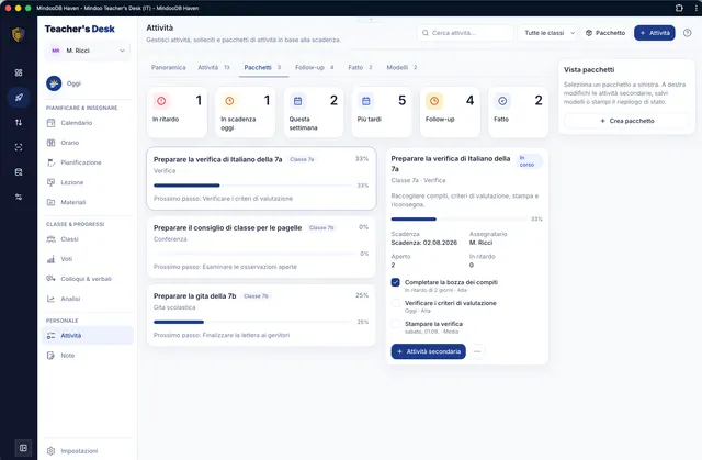 Pacchetti di attività con lista di controllo e avanzamento