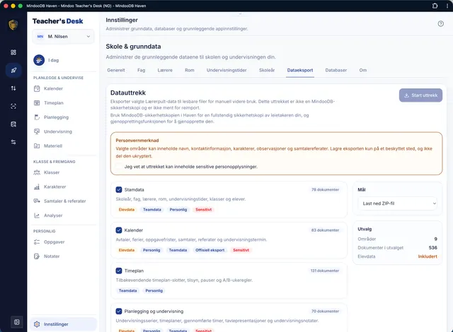 Datauttrekk: alt innhold i lesbar form