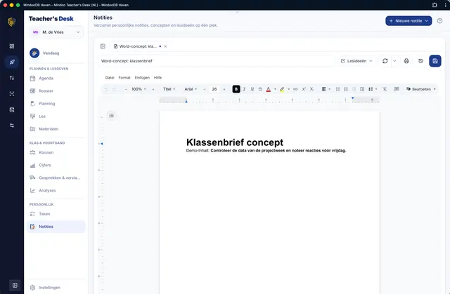 Concepten schrijven in de ingebouwde Word-editor