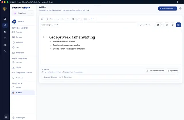 Markdown-notities met bijlagen en trefwoorden
