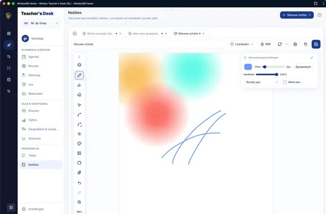 Schetsen maken met ondersteuning voor de pen
