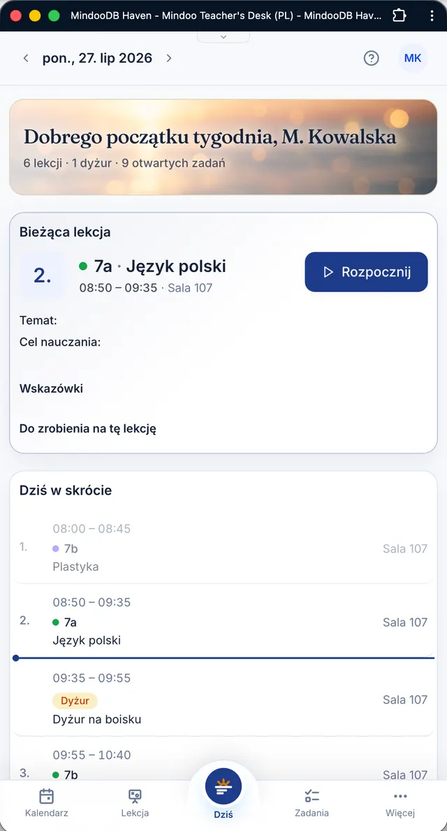 Kompaktowy widok na telefonie